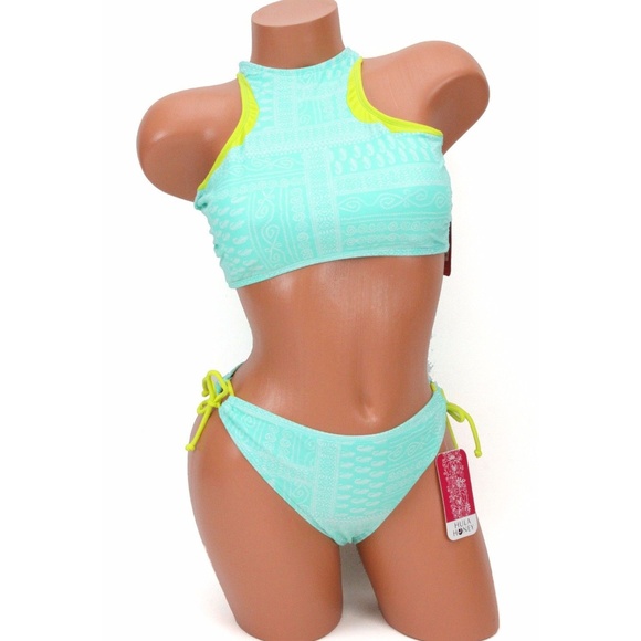 yellow high neck bikini